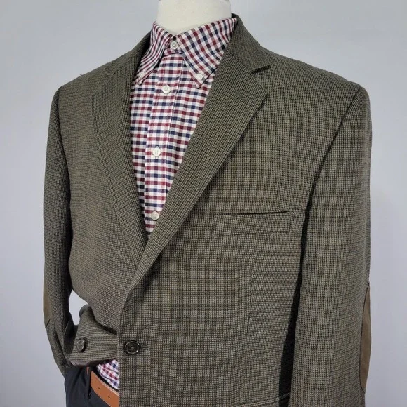 Stafford Essentials Men's Sport Coat Blazer Two Button Olive Wool Classic‎ 46R